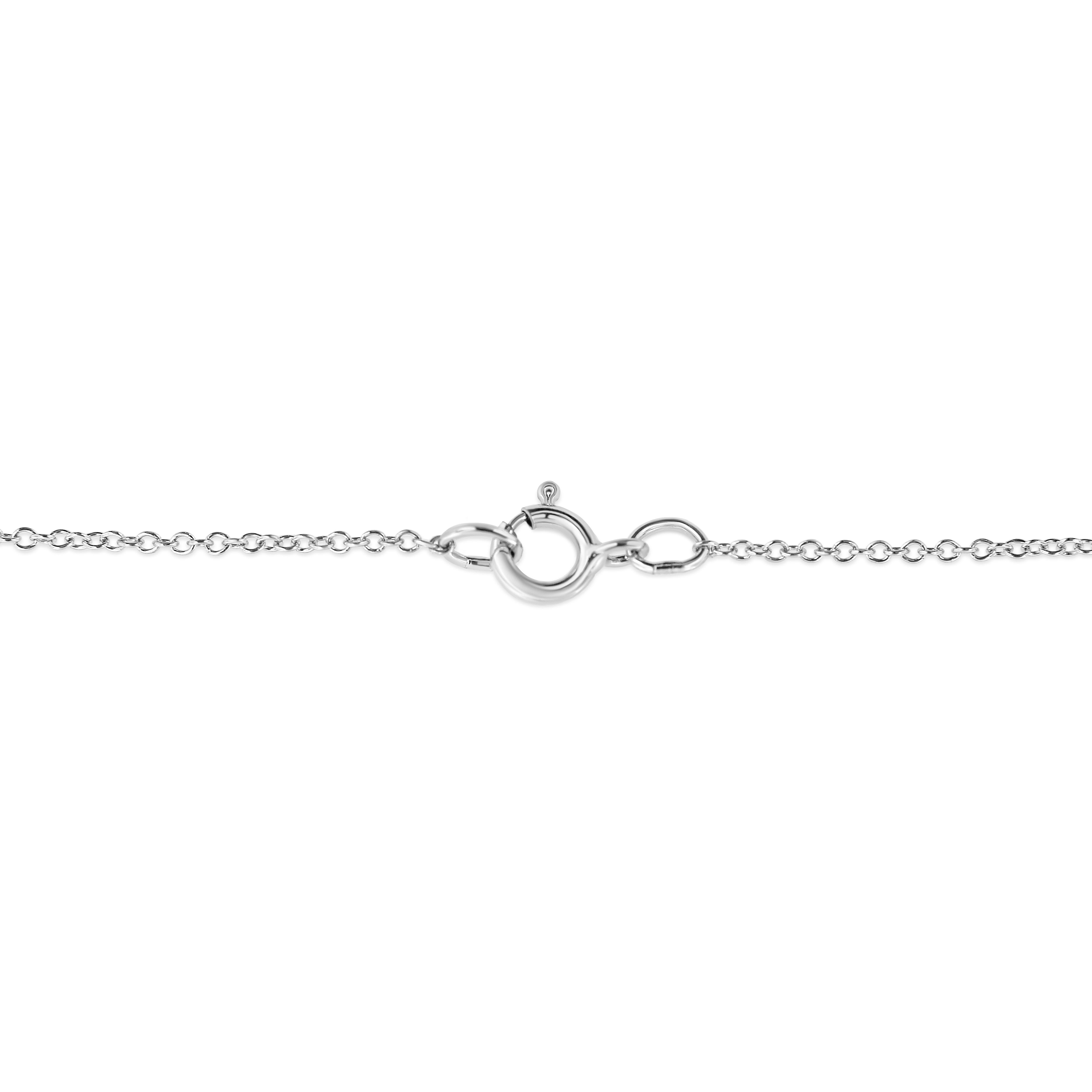 Round Cut .925 Sterling Silver Pave-Set Diamond Accent Double Curve Pendant Necklace For Sale