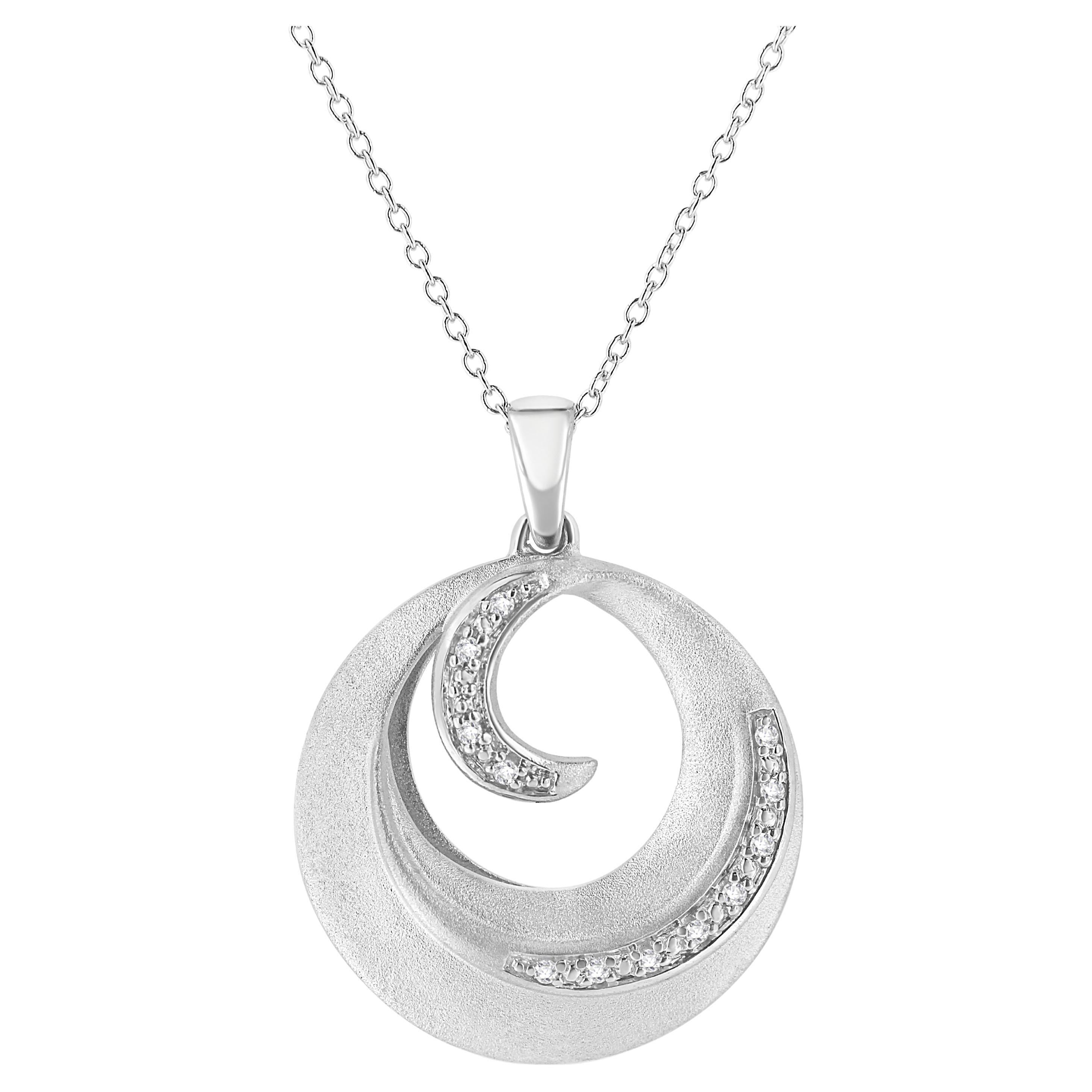.925 Sterling Silver Pave-Set Diamond Accent Fashion Circle Pendant Necklace