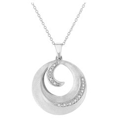 .925 Sterling Silver Pave-Set Diamond Accent Fashion Circle Pendant Necklace