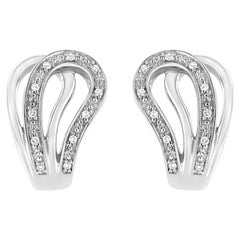 .925 Sterling Silber Pavé-gefasster Diamant-Akzent Hufeisen-Ohrring