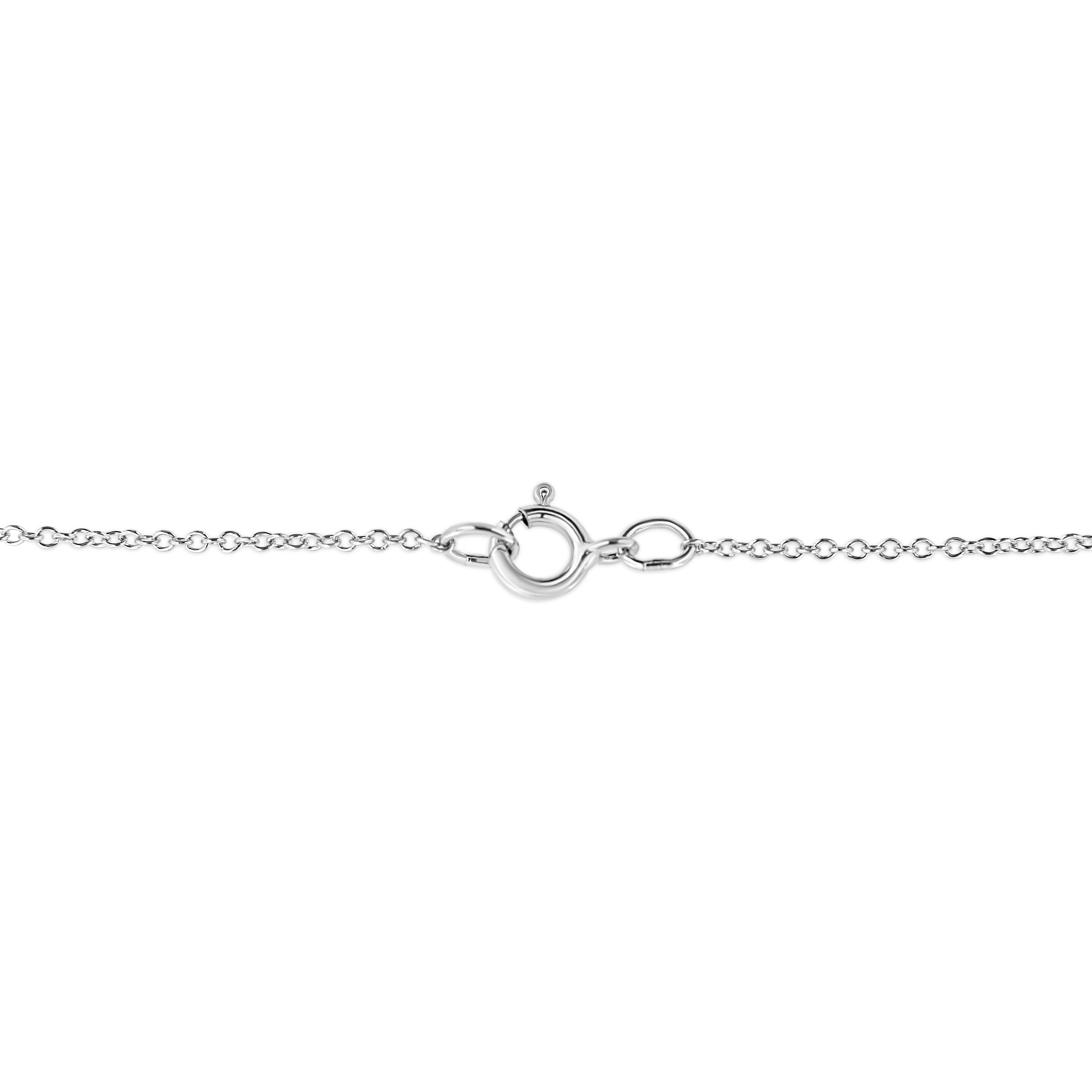 Round Cut .925 Sterling Silver Pave-Set Diamond Accent Kite Shape Pendant Necklace For Sale