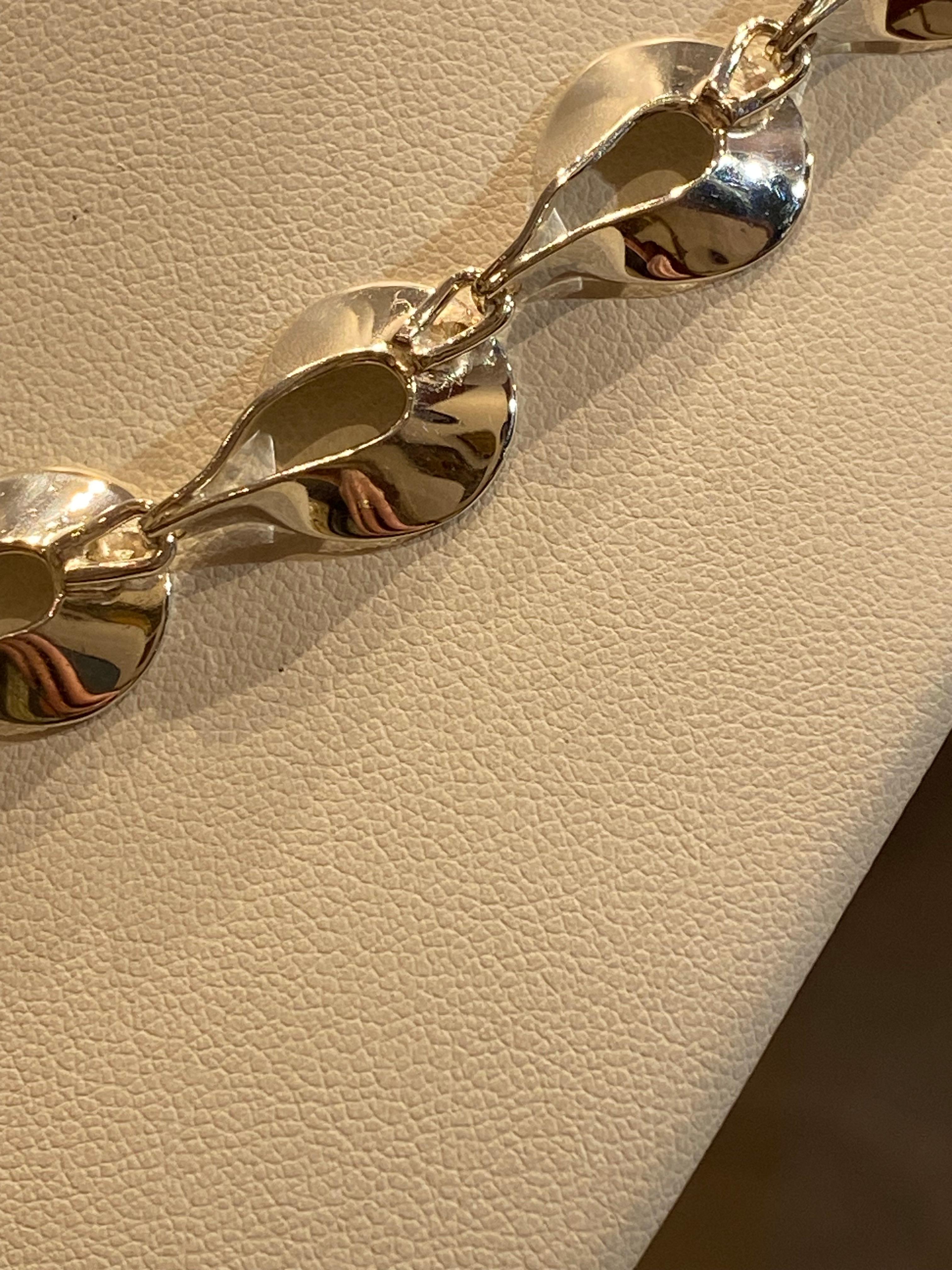 Collana italiana in argento 925 con maglie a forma di pera traforate, 48,5 cm. in vendita 6