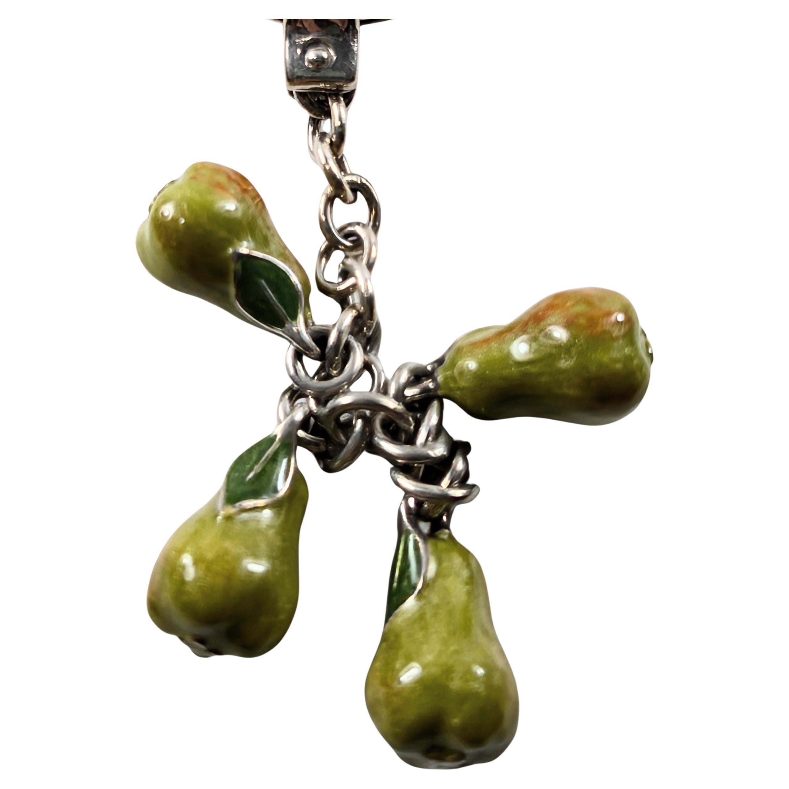 Contemporary 925 Sterling Silver Pears Keychain by Pietro Sorini For Sale
