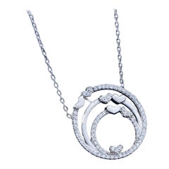 925 Sterling Silver Pendant Circle And Heart Shaped Moissanite Necklace Gift.