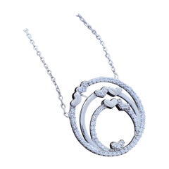 925 Sterling Silver Pendant Circle And Heart Shaped Natural Pave Diamond Pendant