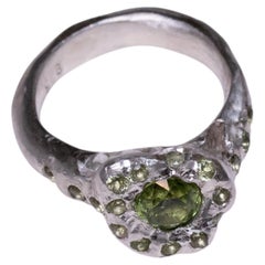 925 Sterling Silver & Peridots Center Ring by L A MH