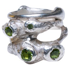 925 Sterling Silver & Peridots Ring by L A MH