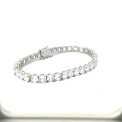 925 Silver Prong Round Shape Cubic Zirconia Tennis Bracelet Gift for Girlfriend