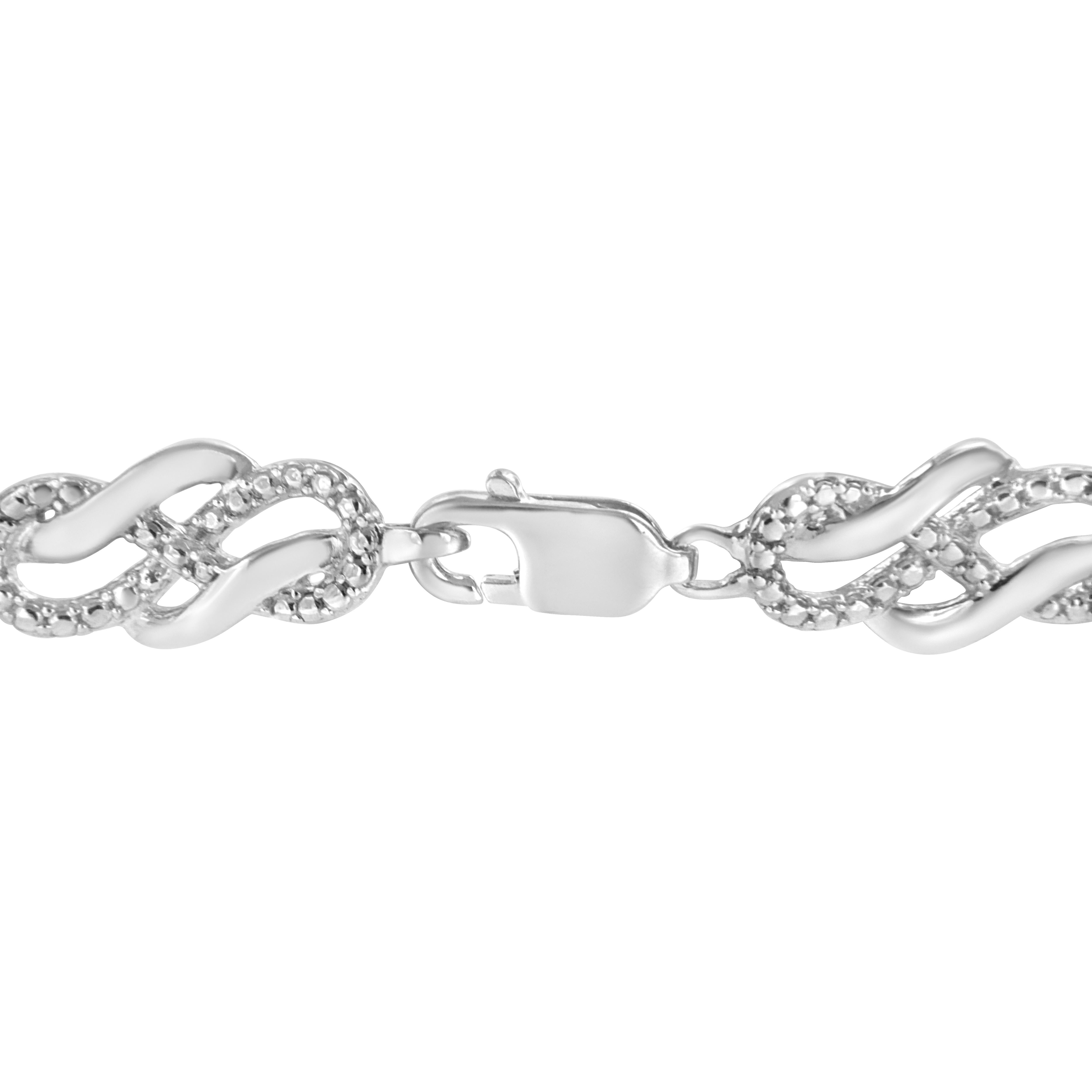 Bracelet à maillons Infinity en argent sterling serti griffes avec diamants de 0,925 carat Neuf - En vente à New York, NY