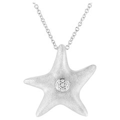 Collier pendentif étoile de mer en argent sterling serti à la broche avec diamants de .925