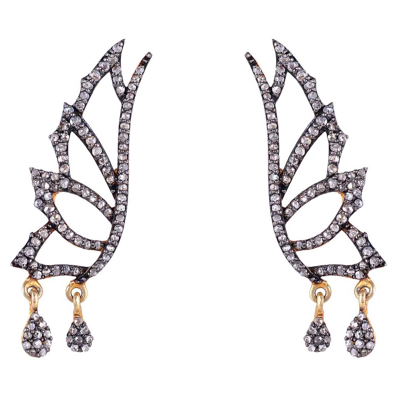 925 Sterling Silver Stud Push Back Earrings with 2.20 Carat Diamonds