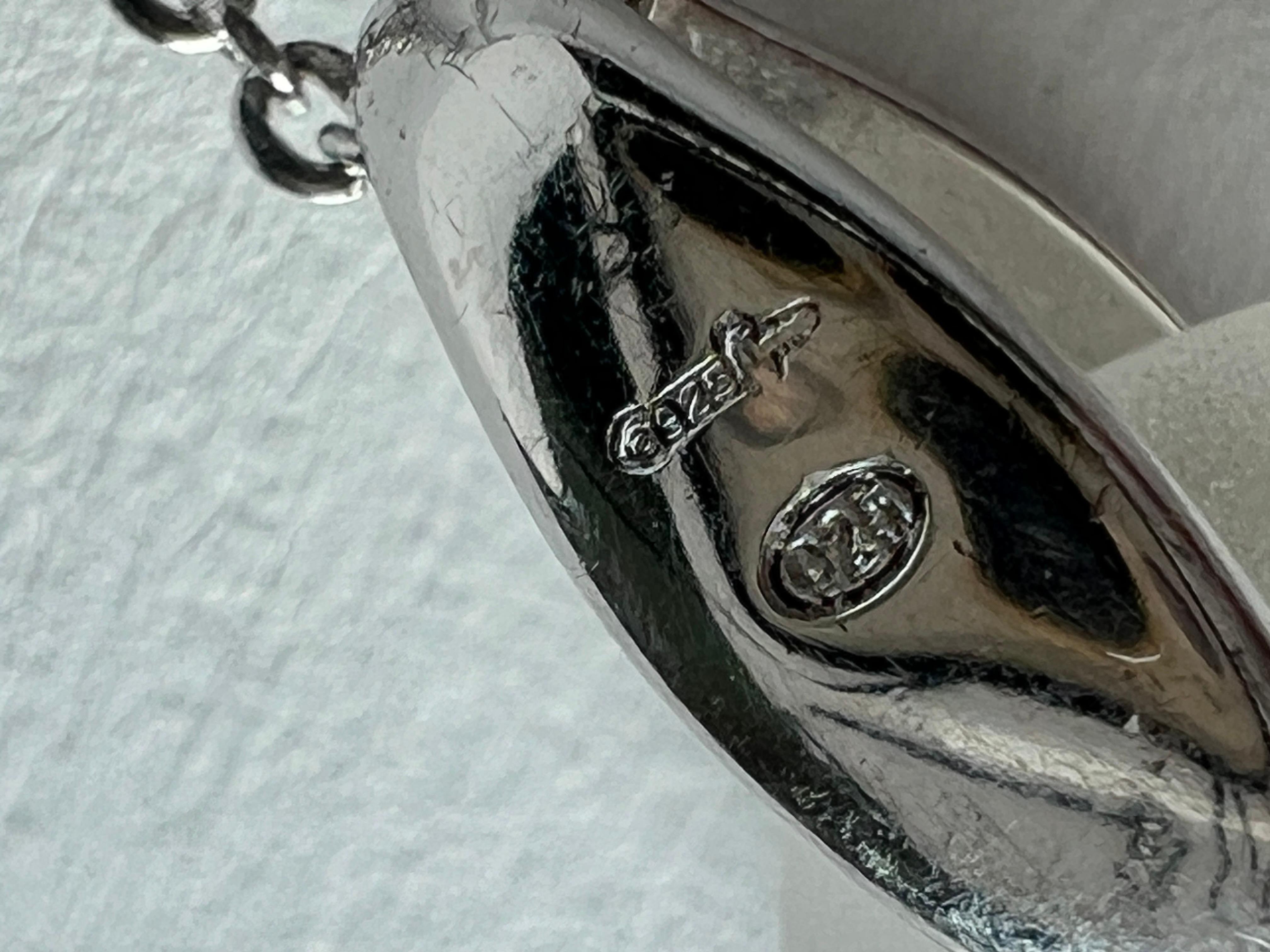 925 Sterling Silver Quartz Necklace Emporio Armani For Sale 2