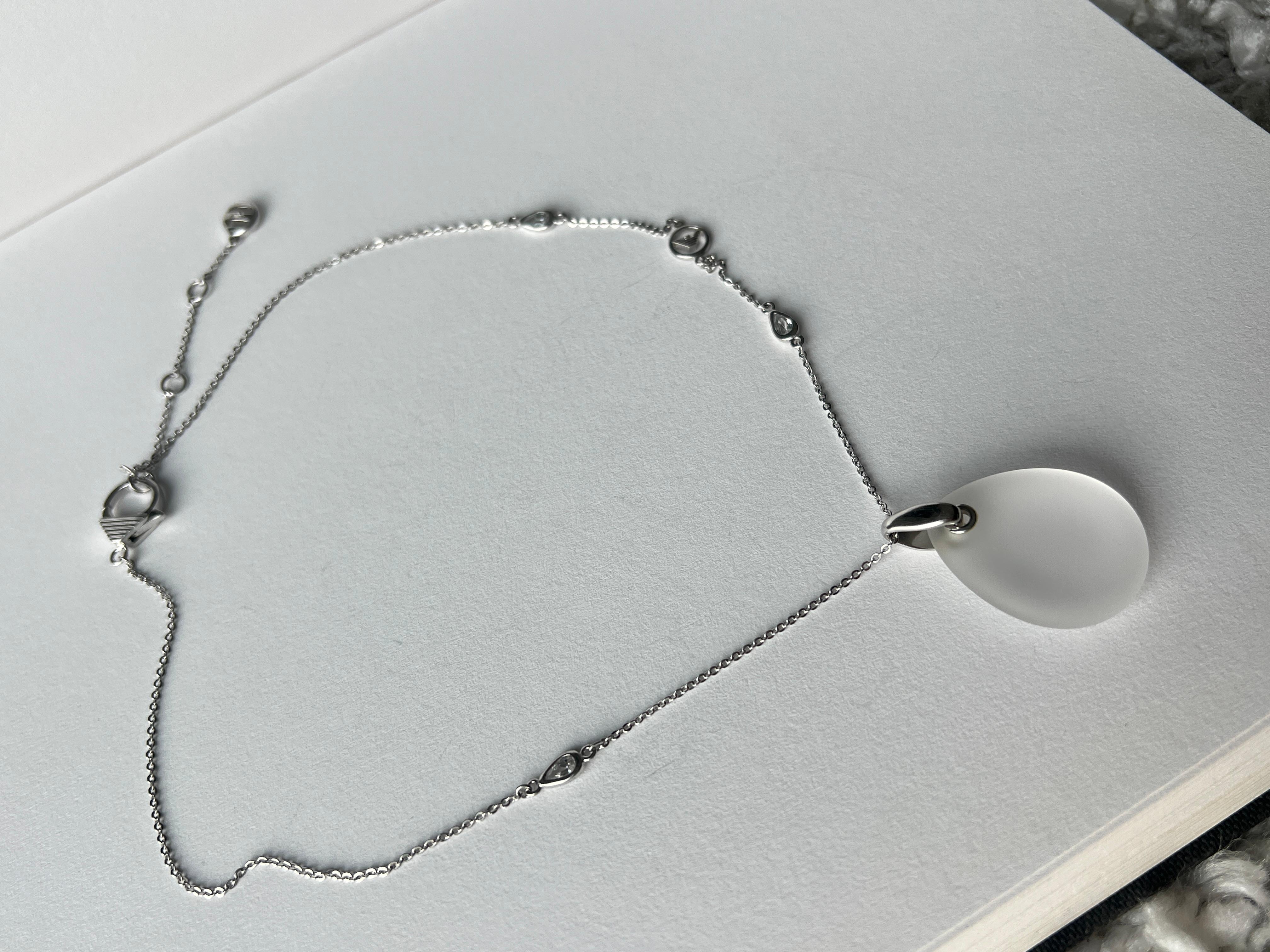 925 Sterling Silver Quartz Necklace Emporio Armani For Sale 4