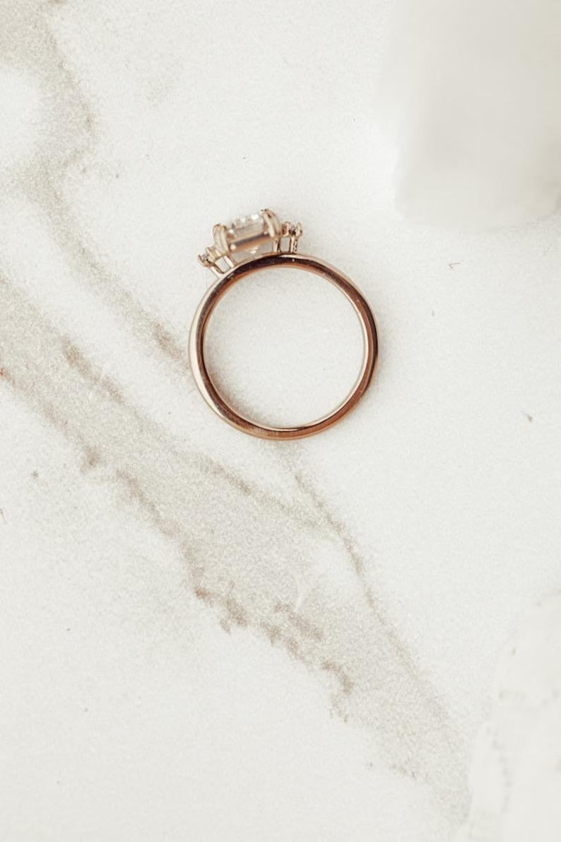 925 Sterlingsilber-Verlobungsring 2CT mit Moissanit im Smaragdschliff, Geschenk für sie 2