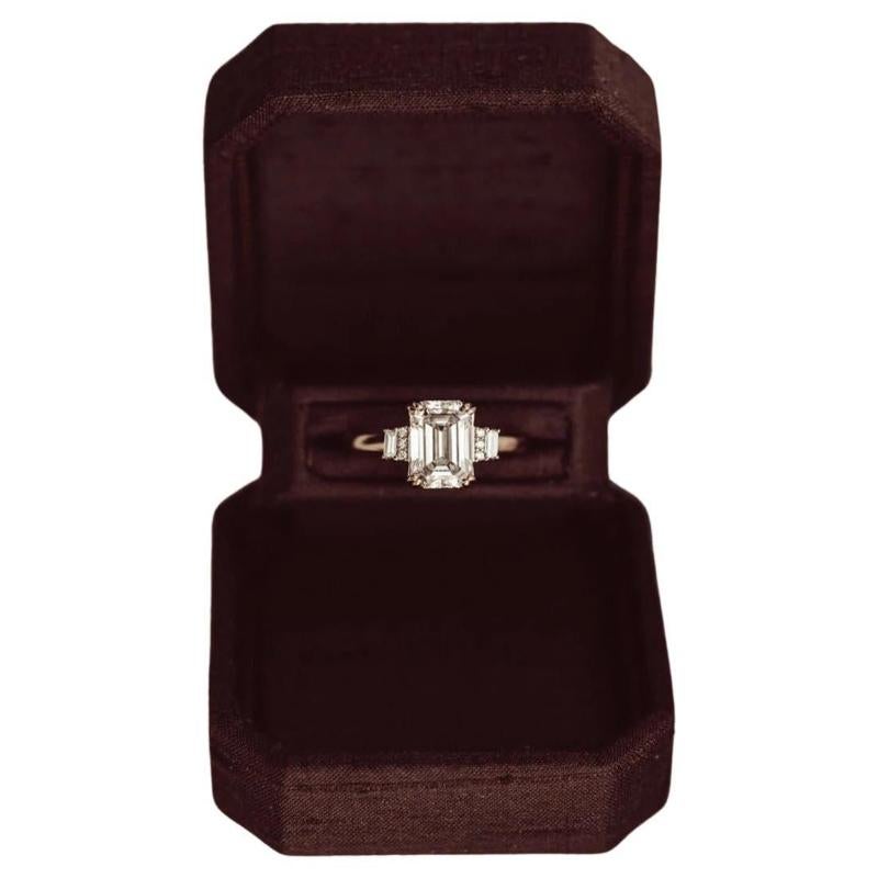 925 Sterling Silver Ring 2CT Emerald Cut Moissanite Engagement Ring Gift For Her For Sale