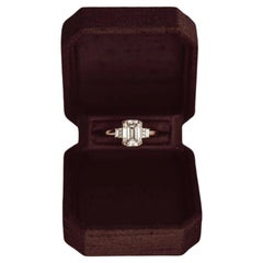 925 Sterling Silver Ring 2CT Emerald Cut Moissanite Engagement Ring Gift For Her