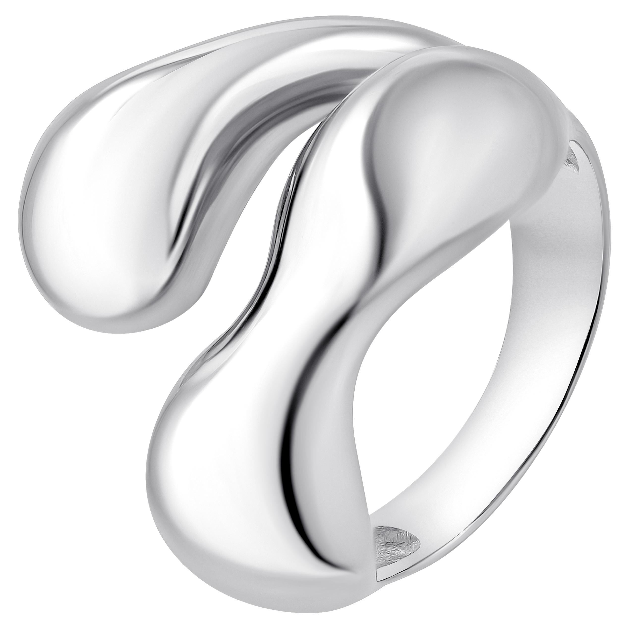 Wave Gilding Sterling Silver Ring Minimalist Elegant Cocktail Modern Jewelry