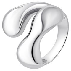 Wave Gilding Sterling Silver Ring Minimalist Elegant Cocktail Modern Jewelry