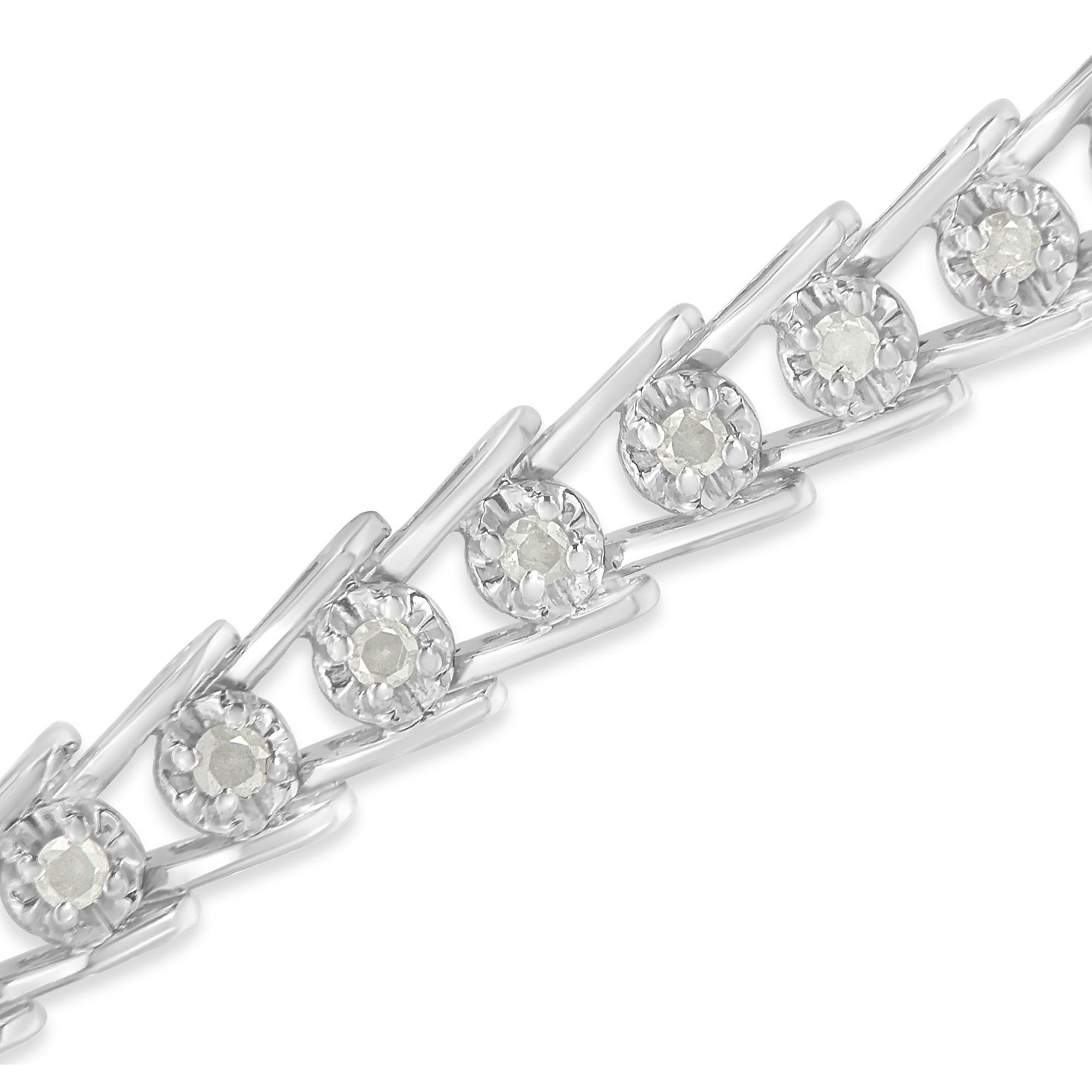 Moderno Bracciale a maglie ondulate in argento 925 con taglio a rosa e diamanti da 1,0 ct. in vendita