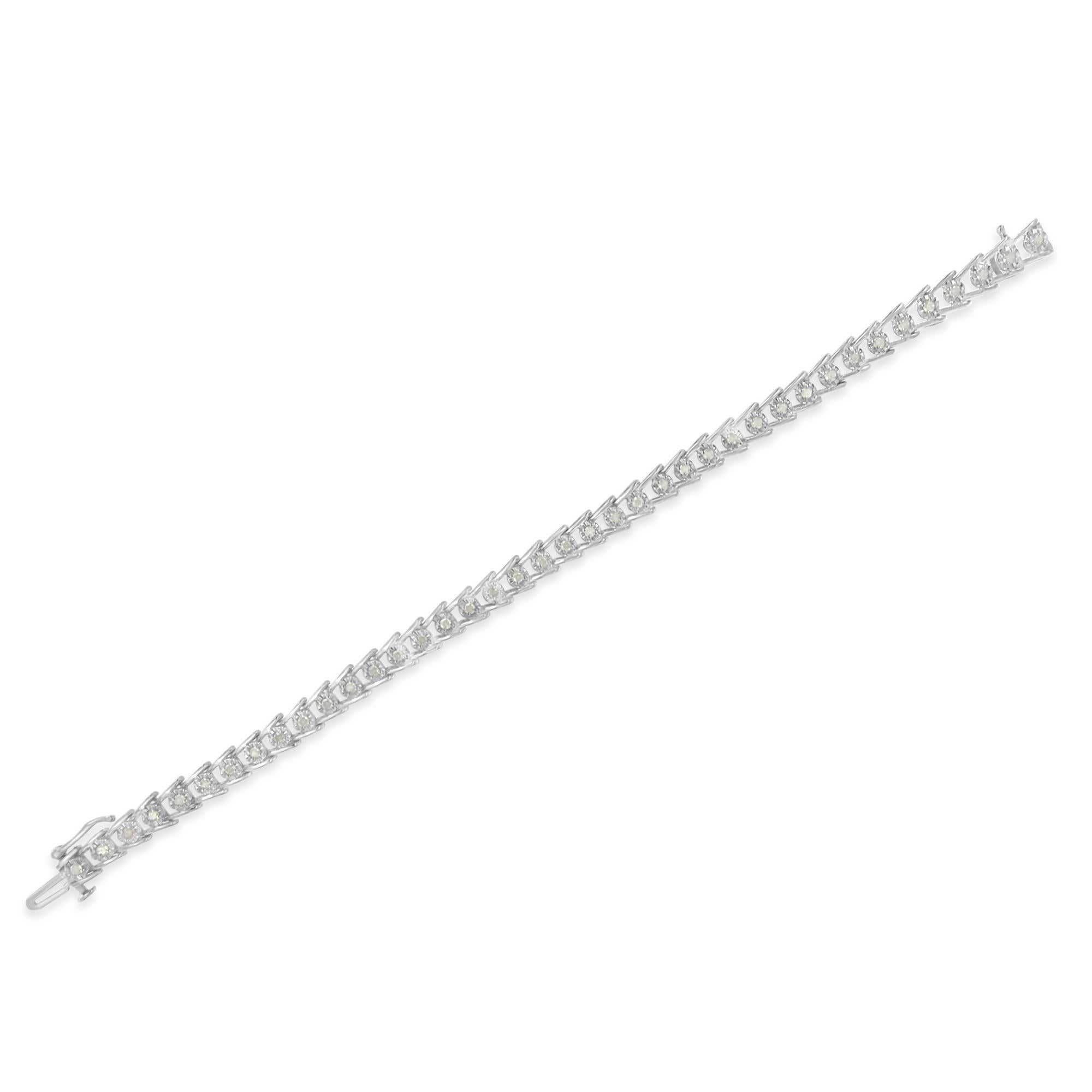 Taglio rotondo Bracciale a maglie ondulate in argento 925 con taglio a rosa e diamanti da 1,0 ct. in vendita