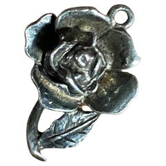 925 Sterling Silver Rose & Yellow Enamel Bee Vintage Opening Charm / Pendant