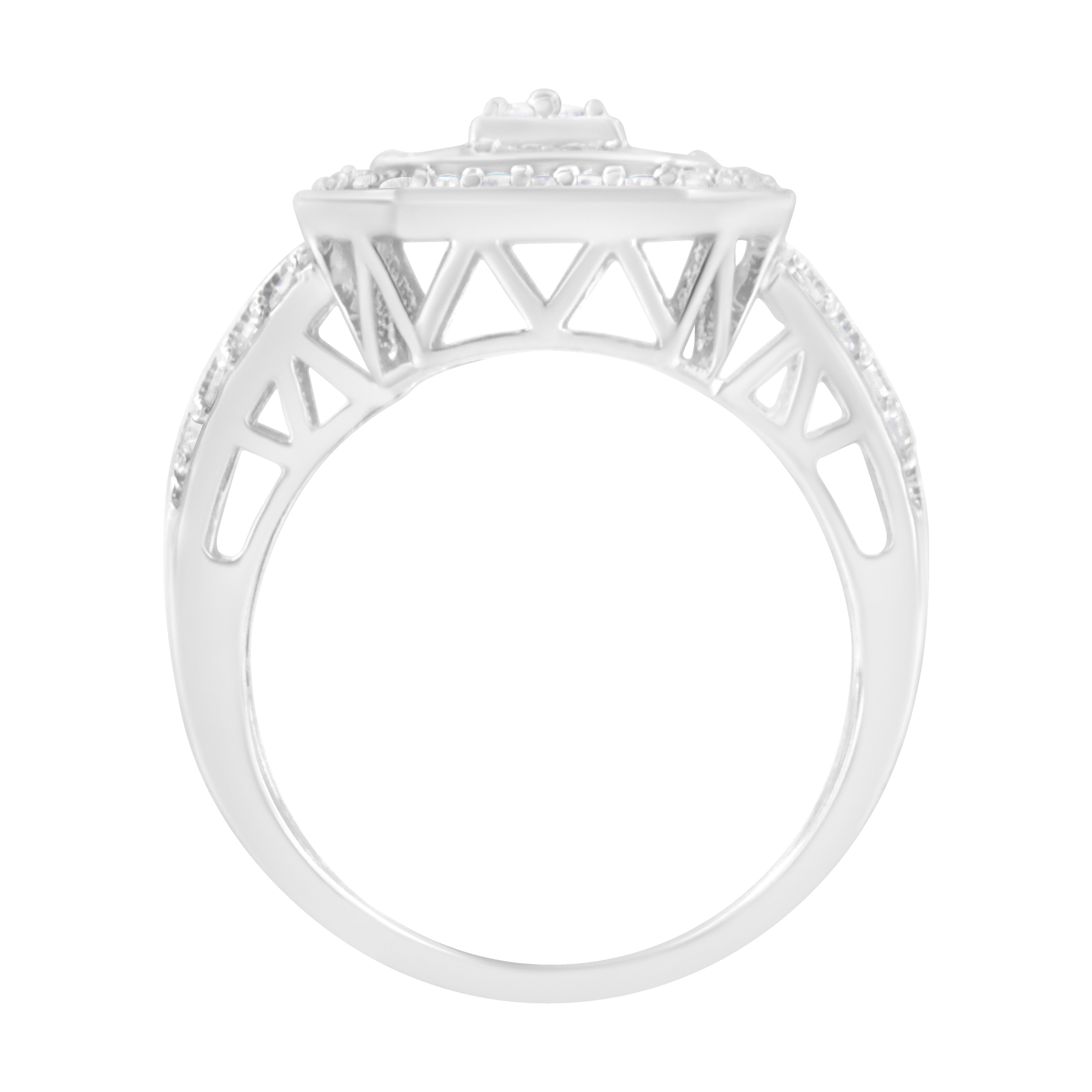 Im Angebot: .925 Sterlingsilber Runder und Baguette 3/4 cttw Diamant- Kathedralenring () 4