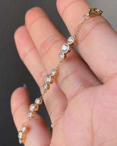 925 Sterling Silber Runde Armband für Frauen Moissanite Station Armband Geschenk.