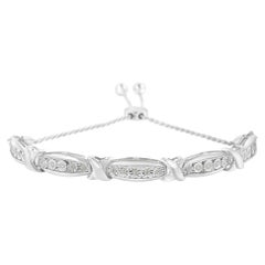 .925 Bracciale Bolo in argento Sterling con diamante taglio rotondo 1/4 cttw a X e barra conica
