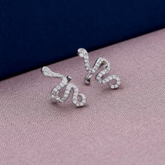 925 Sterling Silver Snake Design Earrings Beautiful Wedding Anniversary Gift.