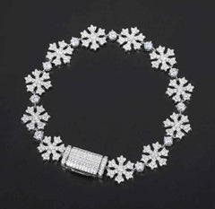 Pulsera de plata de ley 925 con diseño de copos de nieve para mujer. Pulsera de moissanita, ideal para regalar
