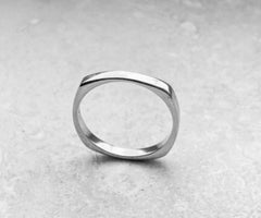 925 Sterling Silver Solid Skinny Smooth Plain Square Band Valentines Unisex Ring