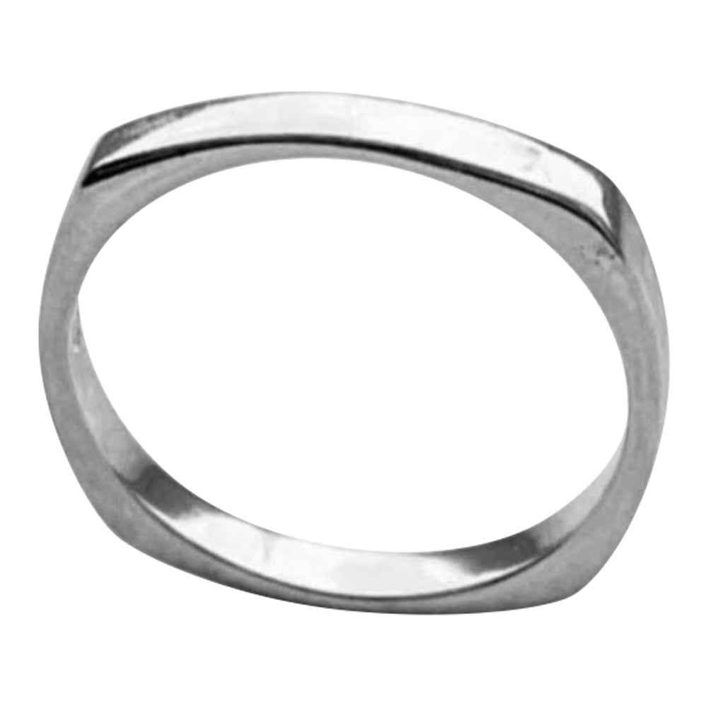 925 Sterling Silver Solid Skinny Smooth Plain Square Band Anello di San Valentino Unisex in vendita