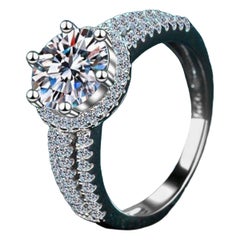 925 Sterling Silver Solitaire Stone Ring For Women Elegant Moissanite Ring .