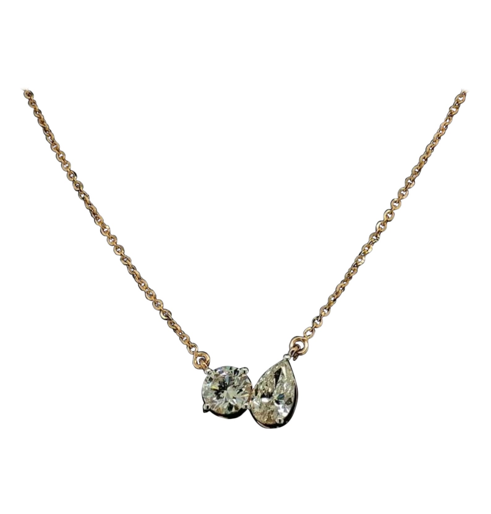 925 Sterling Silver Solitare Pear And Round Shape Elegant Moissanite Pendant For Sale