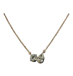 925 Sterling Silver Solitare Pear And Round Shape Elegant Moissanite Pendant