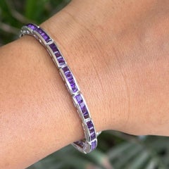 925 Sterling Silver Square Amethyst Gemstone Tennis Bracelet for Her
