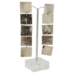 Vintage 925 Sterling Silver Square Panels Drop / Dangle Earrings, 74mm long.