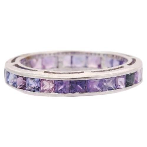 For Sale:  925 Sterling Silver Stackable Multi Sapphire Band in Fine Jewelry Ring for Women
