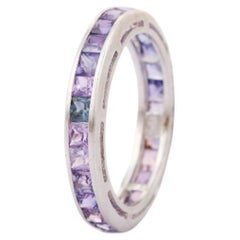 925 Sterlingsilber Stapelbarer Regenbogen-Saphir-Ring, Geschenk für sie