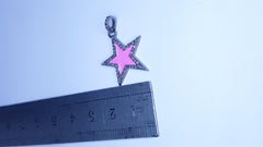 925 Sterling Silver Star Enamel Pendant Pink Color Diamond Star.