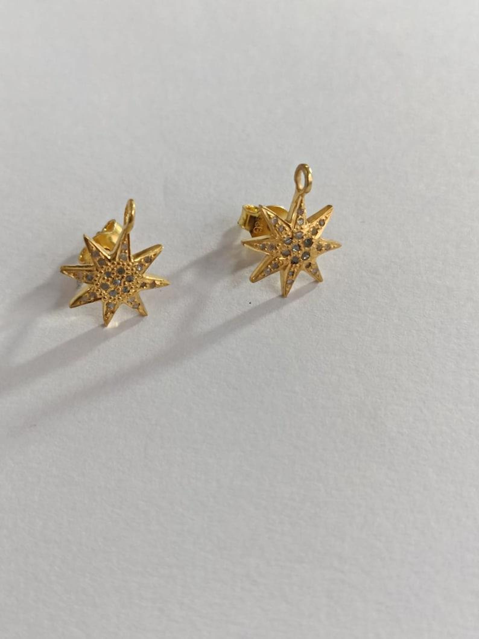 925 Sterling Silver Star Shaped Studs Pave Diamond Studs Earrings Gift For Women