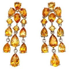 925 Sterling Silver Statement Citrine Dangle Earrings for Wedding