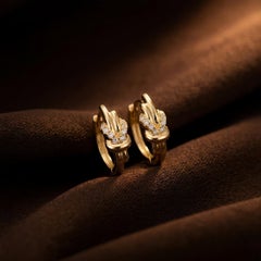 925 Sterling Silver Stud Style Earring For Women Knot Shape Pave Diamond Earring