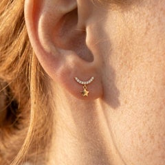 925 Sterling Silver Stud Style Earrings Moon And Star Shaped Moissanite Earrings
