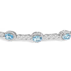 Bracciale bolo in argento sterling .925 con topazio blu svizzero e zaffiro bianco
