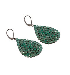 925 Sterling Silver Teardrop Earrings with Emerald