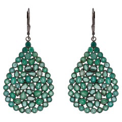 925 Sterling Silver Teardrop Earrings with Emerald