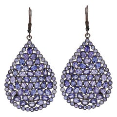 925 Sterling Silver Teardrop Earrings with Tanzanite