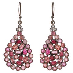 925 Sterling Silver Teardrop Earrings with Tourmaline & Topaz