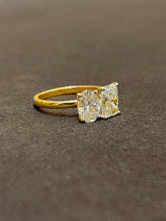 Anello di fidanzamento "Toi et Moi" in argento sterling 925 da donna con moissanite.